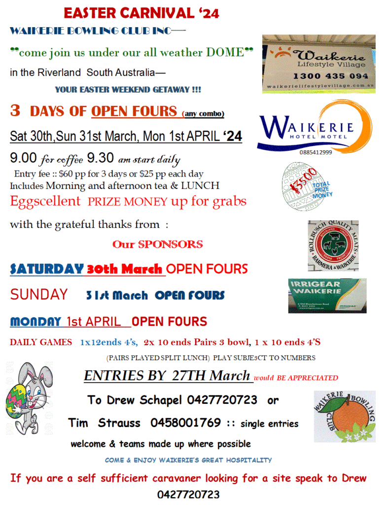 Waikerie Easter Carnival 2024 - Bowls Riverland